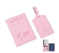 Porte-Passeport Et Étiquette De Bagage Set Cuir PU Rose | Cuir PU à effet changeant protège vos documents de voyage parfait pour les déplacements à l’étranger et en guise de cadeau