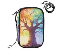 Porte-passeport familial avec motif d'arbre coloré avec blocage RFID, portefeuille étanche pour documents de voyage pour homme et femme, étui pour cartes de crédit, essentiels de voyage