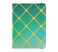 Porte-passeport familial décoratif en cuir avec grille dorée et dégradé vert, Cube vert dégradé de grille dorée, 1 size