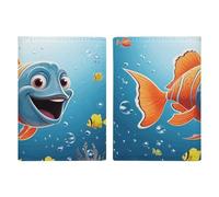 Porte-passeport Fish Under The Sea avec fente pour cartes et billets, étui de passeport en cuir synthétique facile d'accès, organiseur de documents essentiels de voyage imperméable pour homme et femme