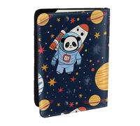 Porte-passeport géant imprimé panda astronaute, étui de voyage en cuir synthétique pour homme et femme, 16,5 cm, Noir , Taille unique