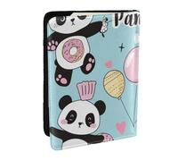 Porte-passeport géant imprimé panda dessert, étui de voyage en cuir PU pour homme et femme, 16,5 cm, Noir , Taille unique