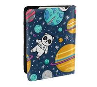 Porte-passeport géant imprimé panda planète, étui de voyage en cuir PU pour homme et femme, 16,5 cm, Noir , Taille unique