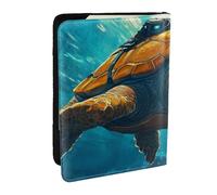 Porte-passeport géant mécanique imprimé tortue sur le fond marin, étui de voyage en cuir PU pour homme et femme, 16,5 cm