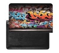 Porte-passeport graffiti Hip Hop pour documents de voyage en cuir PU porte-cartes de crédit minimaliste poche avant portefeuille tendance étui portefeuille portefeuille fin à deux volets