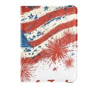 Porte-passeport imperméable en cuir bleu avec drapeau du 4 juillet pour le voyage pour les vaccins, étui de protection pour femme, léger, Drapeau bleu du 4 juillet pour le jour de l'indépendance, 1