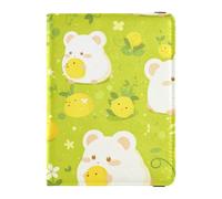Porte-passeport imperméable en cuir vert fluo pour voyage avec fente pour carte de vaccin pour femme, Dessin animé Hamster Vert fluo, 1 size