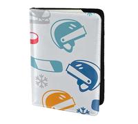 Porte-passeport imprimé avec motifs créatifs et éléments de hockey, essentiels de voyage, cartes et passeport, taille adaptée à tous les passeports standard