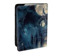 Porte-passeport imprimé château de gargouille hantée, étui de voyage en cuir synthétique pour homme et femme, 16,5 cm, Noir , Taille unique