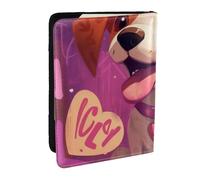 Porte-passeport imprimé chien avec une langue sortie, étui de voyage en cuir PU pour homme et femme, 16,5 cm, Noir , Taille unique