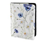Porte-passeport imprimé fleurs et bleuets marguerites, essentiels de voyage, cartes et passeport, taille adaptée à tous les passeports standard