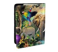 Porte-passeport imprimé forêts tropicales et faune, étui de voyage en cuir synthétique pour homme et femme, 16,5 cm, Noir , Taille unique