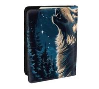 Porte-passeport imprimé La lune et le loup, étui de voyage en cuir synthétique pour homme et femme, 16,5 cm, Noir , Taille unique