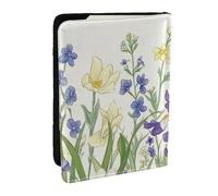 Porte-passeport imprimé orchidées et fleurs sauvages, étui de voyage en cuir synthétique pour homme et femme, 16,5 cm, Noir , Taille unique