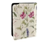 Porte-passeport imprimé orchidées et fleurs sauvages, étui de voyage en cuir synthétique pour homme et femme, 16,5 cm, Noir , Taille unique
