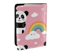 Porte-passeport imprimé panda arc-en-ciel, étui de voyage en cuir PU pour homme et femme, 16,5 cm, Noir , Taille unique