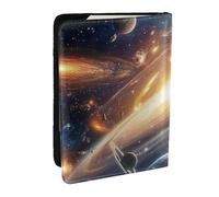 Porte-passeport imprimé Univers et système solaire, étui de voyage en cuir PU pour homme et femme, 16,5 cm, Noir , Taille unique