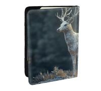 Porte-passeport mécanique blanc imprimé élan en cuir synthétique pour homme et femme, 16,5 cm