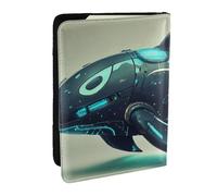 Porte-passeport mécanique bleu et noir imprimé dauphins, étui de voyage en cuir synthétique pour homme et femme, 16,5 cm