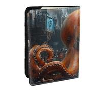 Porte-passeport mécanique imprimé pieuvre, étui de voyage en cuir synthétique pour homme et femme, 16,5 cm