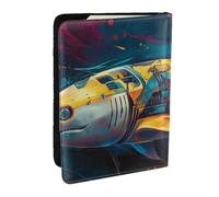 Porte-passeport mécanique imprimé requin, étui de voyage en cuir synthétique pour homme et femme, 16,5 cm