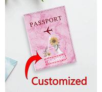 Porte-passeport mini personnalisable, peut imprimer le nom et les initiales, sert d'organisateur de documents de voyage et de porte-cartes L,M,S,B,C,D,E,F,G,H,I,J,K,N,O,P,Q,R,T,U,V,W,X,Y,Z,APlantesChl