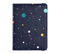 Porte-passeport moderne et coloré en cuir noir à pois pour voyage pour voyage pour carte de vaccin Combo Badge ID Vaccin Card Holder Portefeuille pour femme Ultra fin, moderne coloré rond pois noir, 1