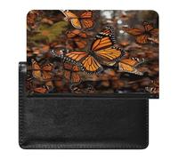 Porte-passeport monarque papillon pour documents de voyage en cuir PU, porte-cartes de crédit, poche avant, portefeuille tendance fin à deux volets