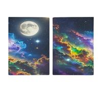 Porte-passeport nébuleuse et lune ultra fin en cuir synthétique compact de qualité supérieure pour passeport international américain pour homme et femme