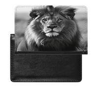 Porte-passeport noir et blanc pour documents de voyage en cuir synthétique avec poche frontale minimaliste et portefeuille à deux volets