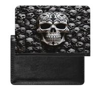 Porte-passeport noir et blanc pour documents de voyage en cuir synthétique avec poche frontale minimaliste