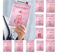 Porte-passeport personnalisé chic pour femmes et adolescentes - Portefeuille en PU initial avec 26 patchs de lettres, étui élégant pour cartes de voyage, cadeau unique parfait pour elle, améliorez vot