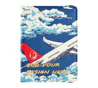 Porte-passeport personnalisé en cuir style japonais personnalisable pour avion - Porte-badge d'identification - Porte-carte de vaccin - Portefeuille léger - Style japonais d'avion, Avion de style