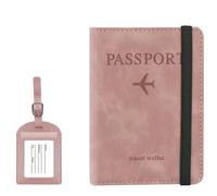 Porte Passeport, Pochette pour Passeport, Couverture de Passeport avec Bloqueur RFID et Cuir PU, Pochette Passeport Cuir Artificiel, pour Passeport, Billet, Carte de Crédit, Rosa