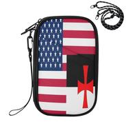 Porte-passeport pour carnet de voyage Drapeau des États-Unis Chevaliers Templiers | Étui de protection ultra fin pour passeport pour homme
