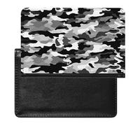 Porte-passeport pour documents de voyage en cuir synthétique avec poche frontale minimaliste et portefeuille à deux volets Noir/gris/blanc
