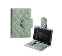 Porte-passeport pour homme et femme, portefeuille de voyage compact avec poche zippée pour pièces de monnaie et emplacements SIM, portefeuille de voyage avec blocage RFID, Vert rêveur, Small, Simple