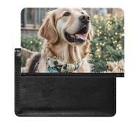 Porte-passeport pour passeport de voyage pour homme et femme avec blocage RFID, chapeau de cowboy noir, bottes occidentales, accessoires de voyage, Golden Retriever, Taille unique