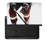 Porte-passeport pour passeport de voyage pour homme et femme avec blocage RFID, plumes dorées, accessoires de voyage, Motif hockey sur glace., Taille unique