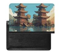 Porte-passeport pour passeport de voyage pour homme et femme avec blocage RFID pour deux pagodes, Deux pagodes, Taille unique