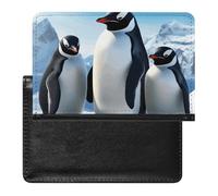 Porte-passeport pour passeport de voyage pour homme et femme - Blocage RFID - Chaton ouvre sa bouche - Accessoire de voyage, Pingouins dans les montagnes enneigées, Taille unique