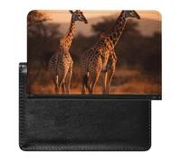 Porte-passeport pour passeport de voyage pour homme et femme - Blocage RFID - Chaton ouvre sa bouche - Accessoire de voyage, Girafe au coucher du soleil., Taille unique