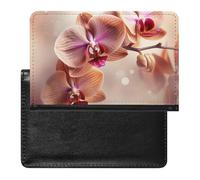 Porte-passeport pour passeport de voyage pour homme et femme - Blocage RFID - Joli étui de passeport en forme de crabe rouge - Accessoires de voyage, Orchidée sur fond, Taille unique