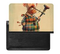 Porte-passeport pour passeport de voyage pour homme et femme - Blocage RFID - Motif dessin animé écossais - Accessoires de voyage, Cornemuse écossaise de dessin animé, Taille unique
