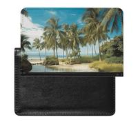 Porte-passeport pour passeport de voyage pour homme et femme - Blocage RFID - Motif tête de mort - Accessoires de voyage, Plage tropicale cocotiers, Taille unique