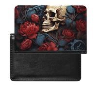 Porte-passeport pour passeport de voyage pour homme et femme - Blocage RFID - Motif tête de mort - Accessoires de voyage, Poster image crâne, Taille unique