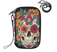 Porte-passeport pour voyage Bunter Mexikanischer Totensch?del Muster Blumen