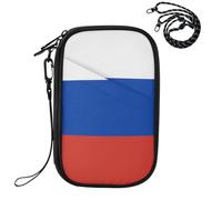 porte-passeport pour voyage drapeau national de la Russie | Organiseur de documents de voyage léger avec fente pour carte de vaccination pour homme