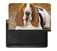 Porte-passeport pour voyage pour homme et femme avec blocage RFID, drapeau américain avec bottes de cowboy, accessoires de voyage, Basset Hound, Taille unique