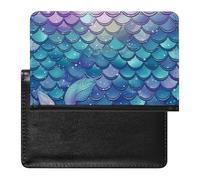 Porte-passeport pour voyage pour homme et femme - Blocage RFID - Drapeau américain vintage - 4 juillet - Accessoires de voyage, Écailles de sirène nénuphar, Taille unique